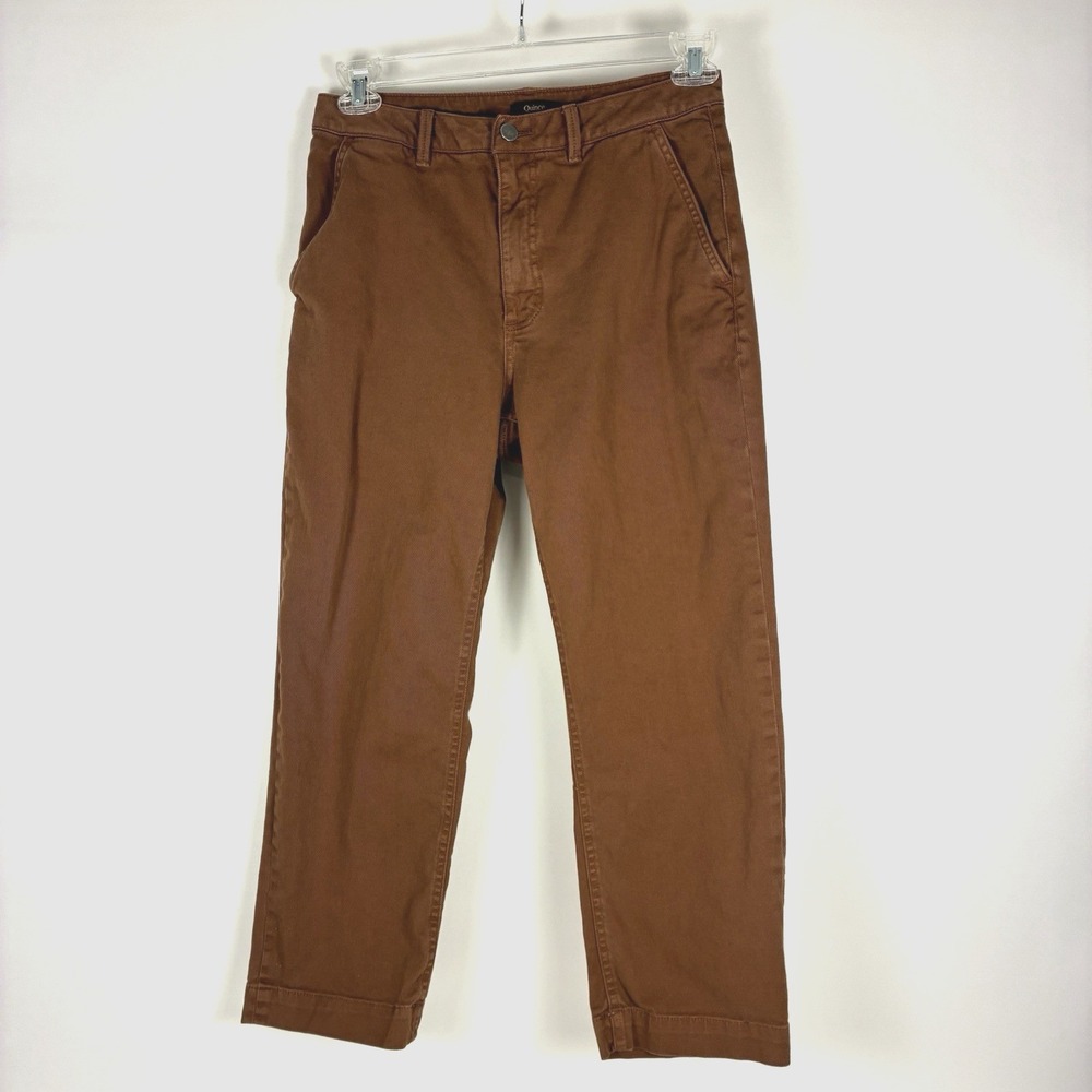 Quince Women Pants Sz 6 Rust Organic Stretch Cotton Twill Straight Leg Cropped
